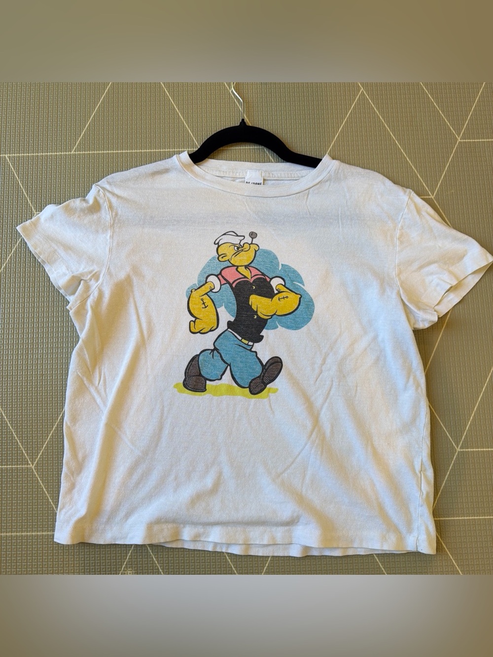 Re/Done Popeye Graphic White Tee Size Large
